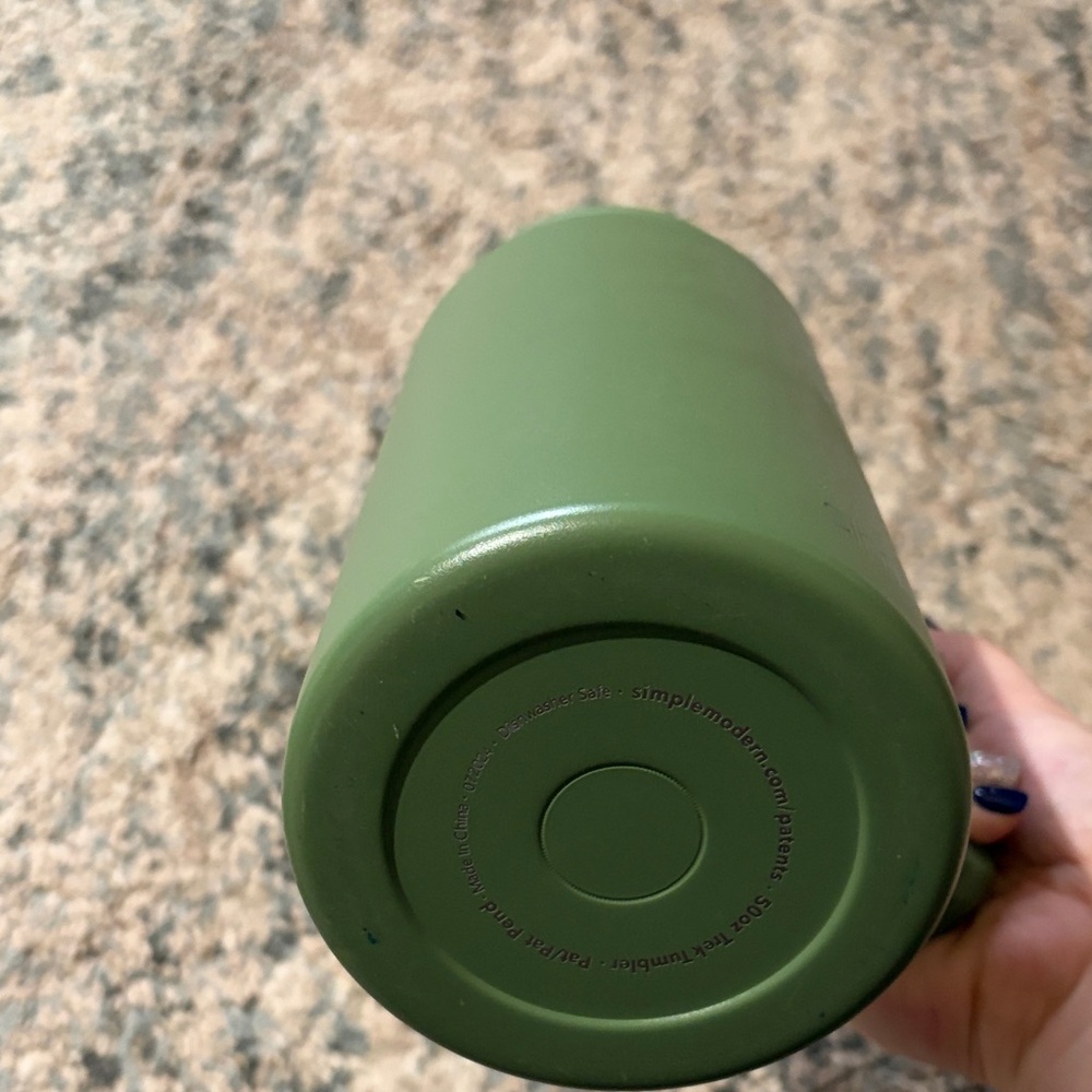 Slim Can-Style Travel Tumbler with Handle and Straw - Olive Green - Picture 4 of 9